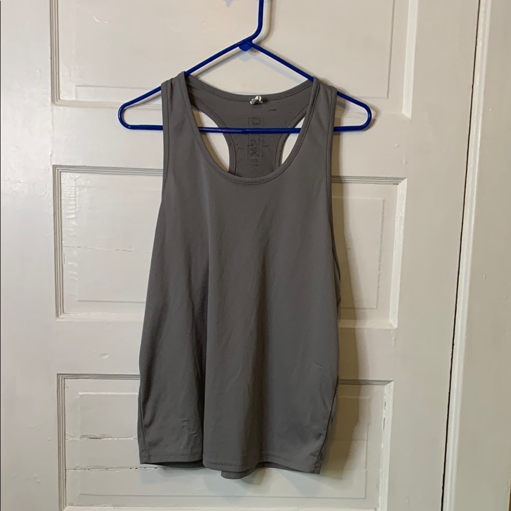 Gray Sleeveless Tank Top with Scoop Neckline